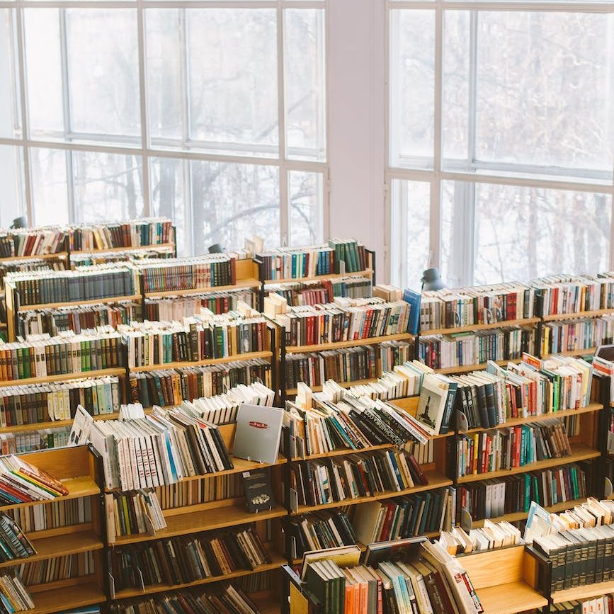 books on brown wooden shelf
